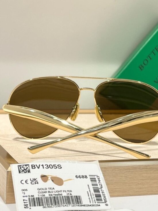 Bottega Veneta Gold Aviator Sunglasses main image 5